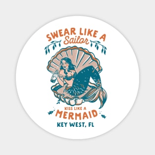 Key West, Florida Funny Sailor Mermaid Tattoo Art Magnet